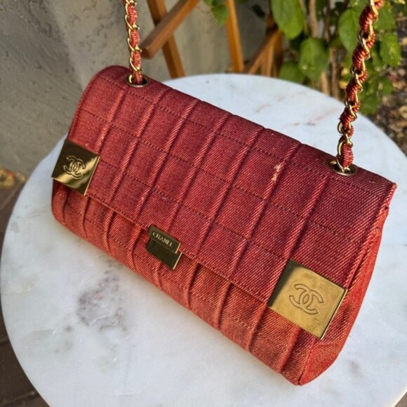 Chanel Vintage Denim Chocolate Bar Quilt Single Flap Shoulder Bag - Picture 4 of 16